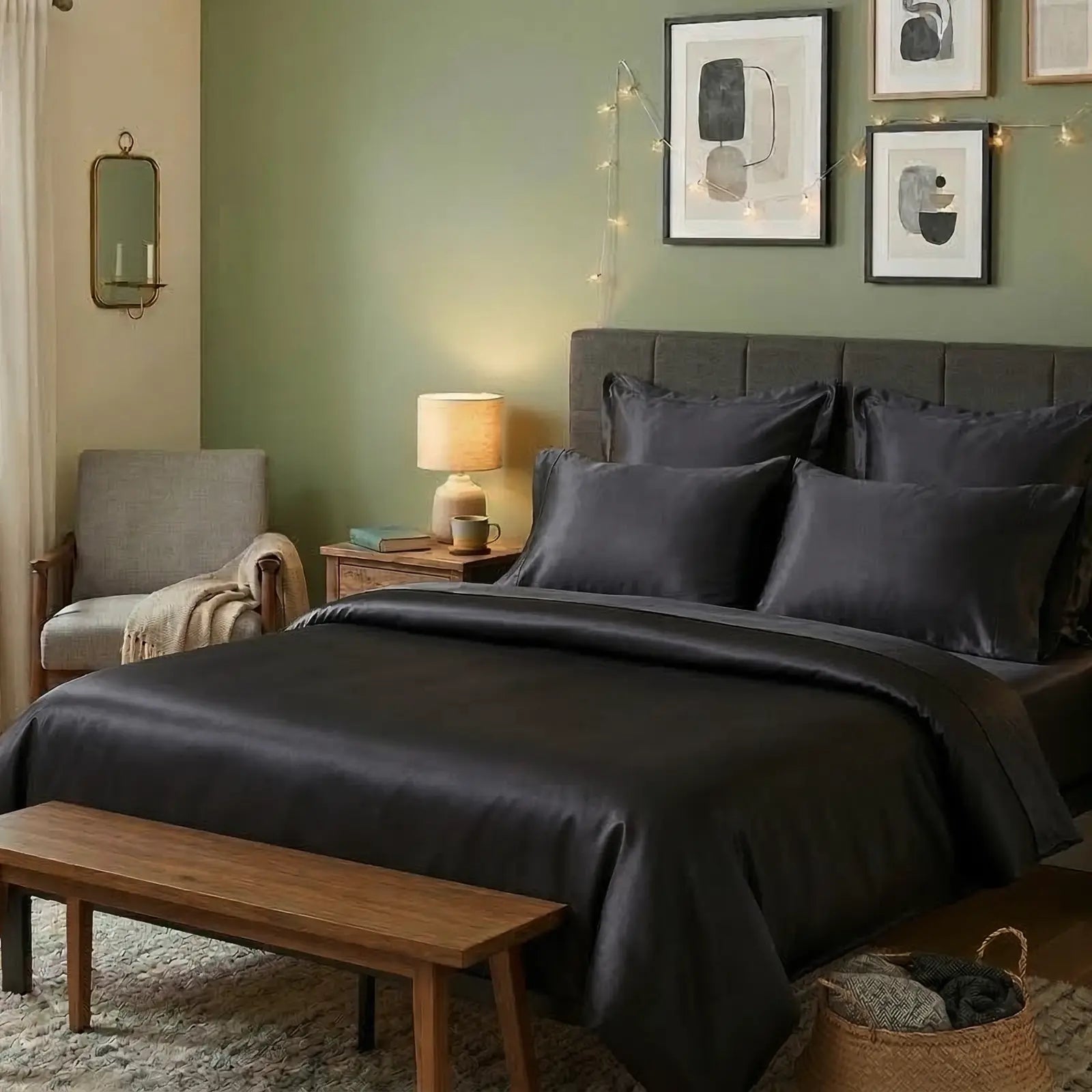 Nile Crown (Queen, Sateen, Black)