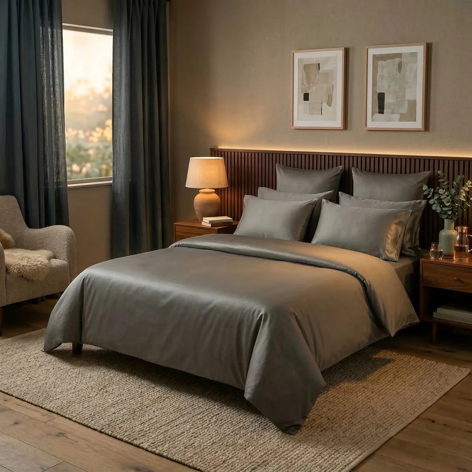 Nile Crown (Queen, Sateen, Silver Grey)
