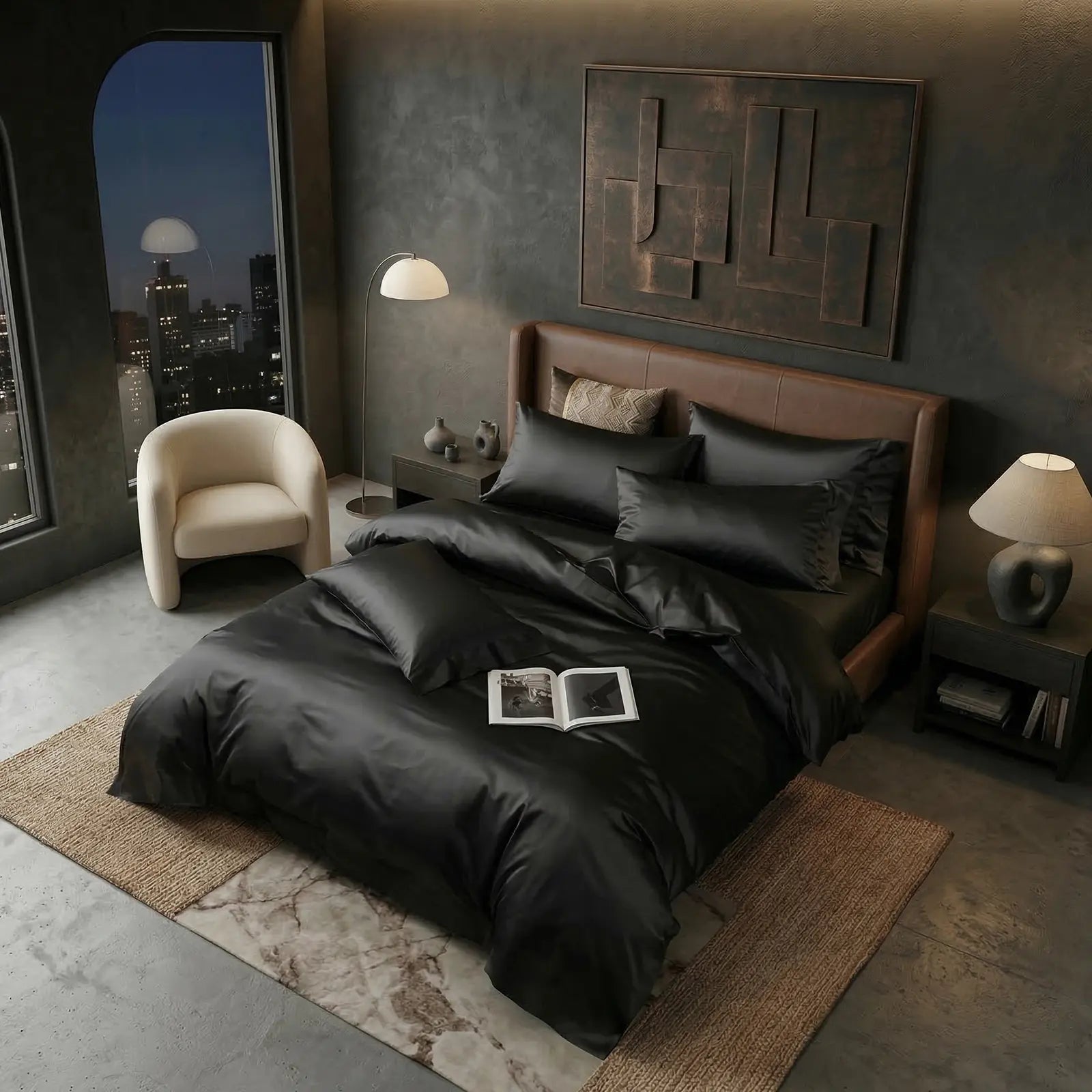Nile Luxe (King, Sateen, Black)