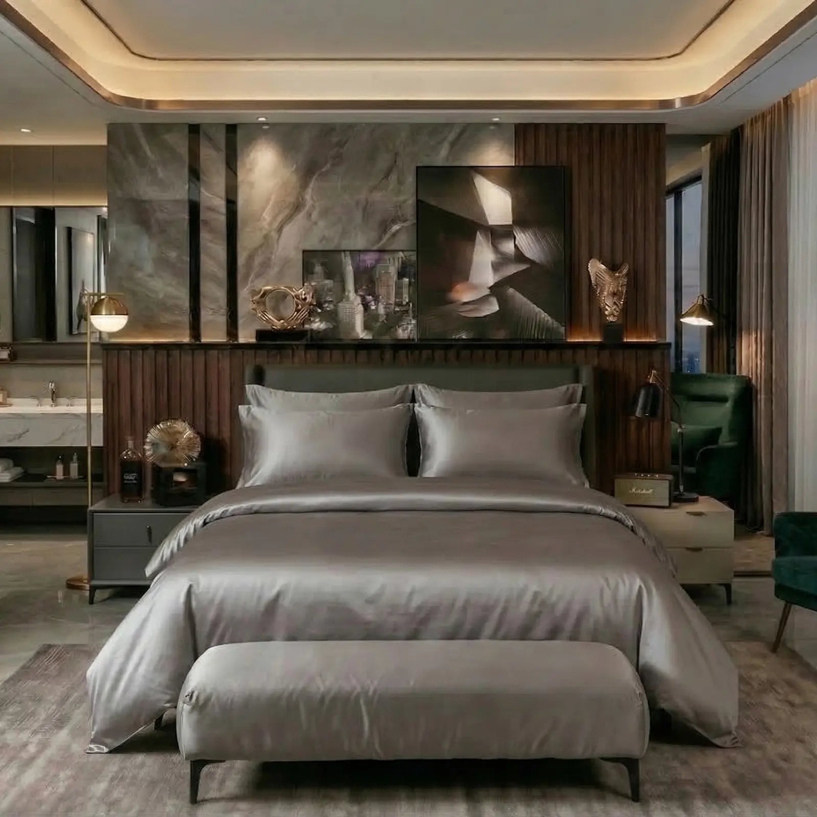 Nile Luxe (King, Sateen, Silver Grey)